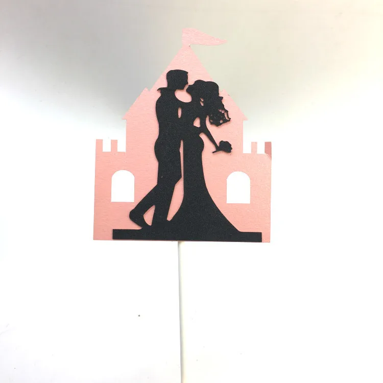 

Bride Groom Castle Wedding Cake Topper Cupcake Flags Black Pink Wedding Engagement Party Cake Baking Decor Mr Mrs Cake Flags