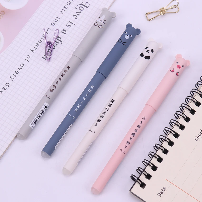

1PC Cartoon Animal Erasable Pen Blue Black Ink Magic Pen Office Supplies Student Exam Spare School Supplies