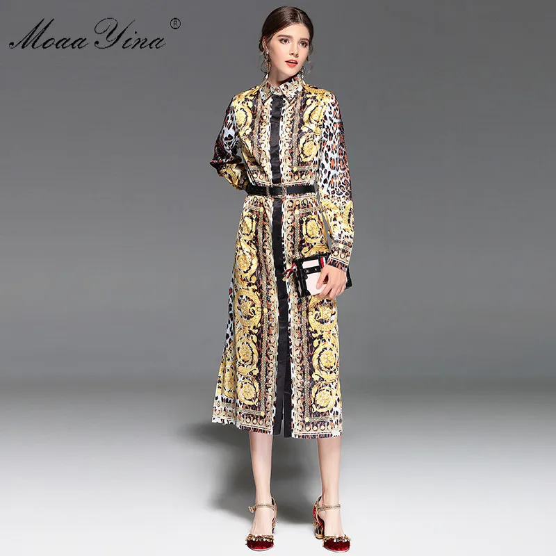 MoaaYina Fashion Designer Runway Midi Dress Autumn