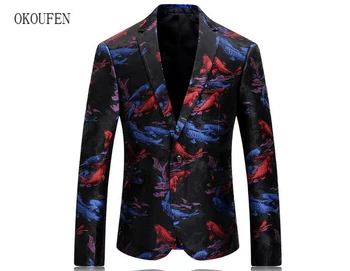

Male Brand Costumes Printed Colorful Blazer For Men Stylish Blazer Masculino Slim Fit Luxury Brand
