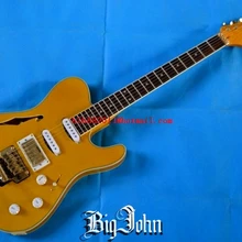 F отверстие полого двойной волной электрогитара в желтый с золотистой фурнитурой пакет край f-1526