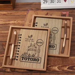 Креативный милый мультяшный Тоторо планировщик твердый переплет блокнот деревянный корейский канцелярский Дневник Блокнот Школьные