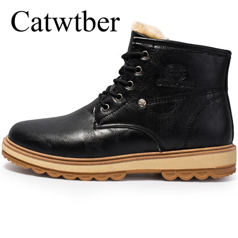 

Catwtber 2018 New Fashion Winter Men's Boots Wear Resistant Handmade Ankle Boots Warm Plush Fur Working Boot Men Casual Shoes