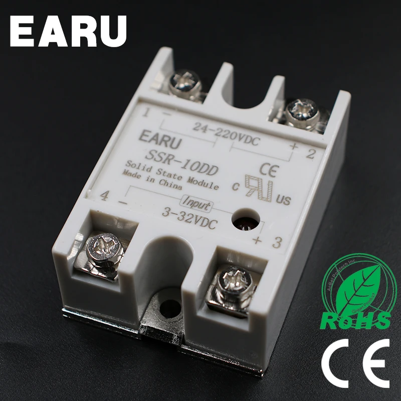 

1 pcs Solid State Relay SSR-10DD 10A 3-32V DC Input TO 24-220V DC SSR 10DD SSR-10 DD Industry Control Factory Wholesale Hot