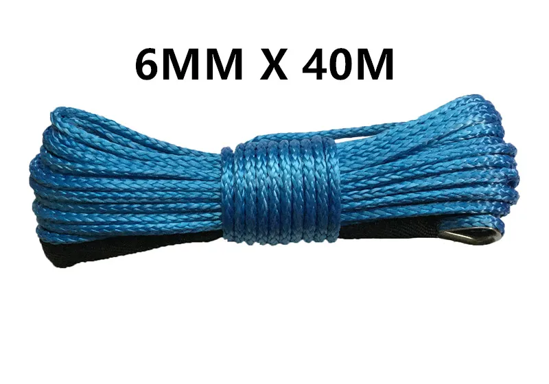 Горячая 6 мм x 40 м синтетический трос лебедки кабель UHMWPE плазма веревка с оболочкой автомобильные аксессуары