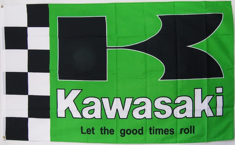 Kawasaki Green Checkered Indoor Outdoor Banner Flag3 x 5 Kawasaki Green Checkered Indoor Outdoor Banner Flag3 x 5