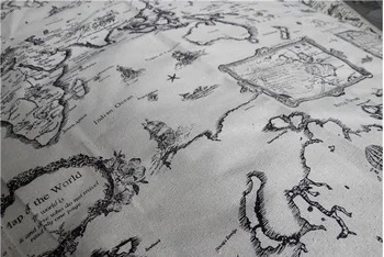 

free ship for 5 meters 55%linen & 45% cotton 150cm wide tolie fabric Map print for cushion,bag,table cloth,napkin,tea towel