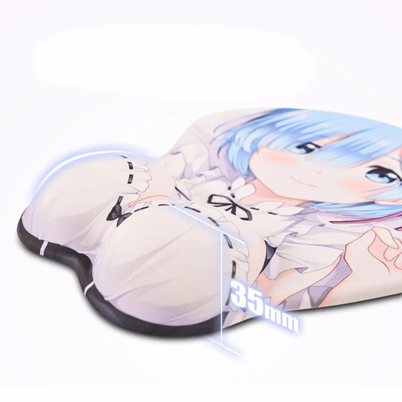 Re_Zero Rem 3D мягкий в виде груди игровой коврик для мыши Коврик противоскользящий с гелевой опорой для запястья подарочная упаковка