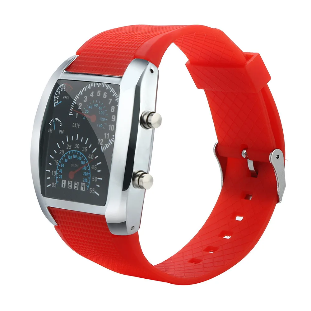 Светодиодный мужской модный цифровой светильник для часов со вспышкой турбо-спидометром, спортивные автомобильные часы с циферблатом, часы для бега Reloj de hombre Wd3 sea