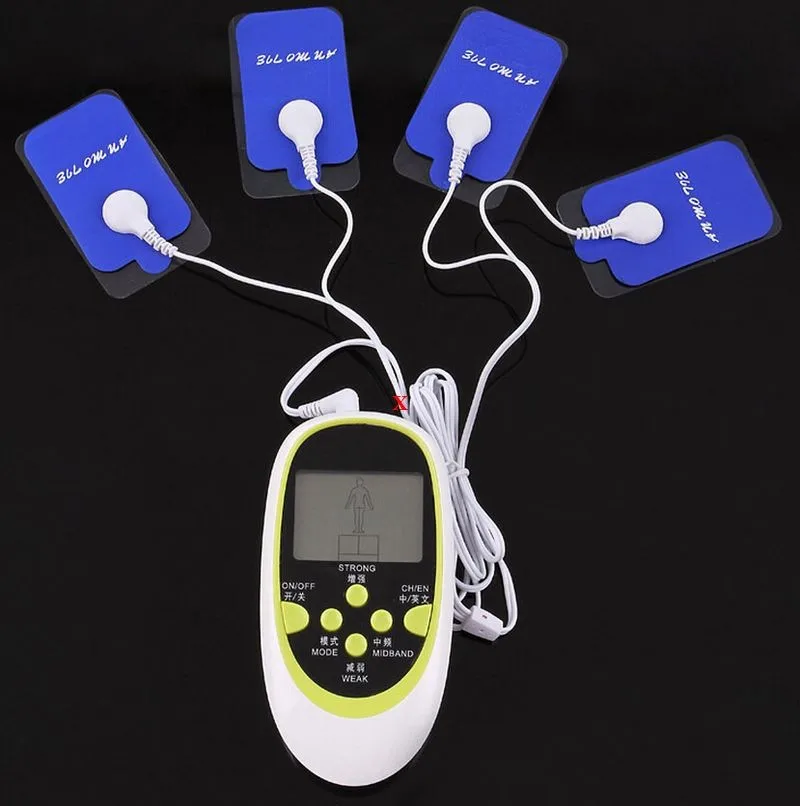 Multi-functional dual-output body massager 8 electrode pads TENS EMS MASSAGER MACHINE/Electronic pulse/muscle stimulator Sadoun.com