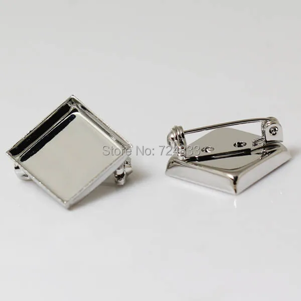 Blank Brooch Base Square Deep wall Bezel tray stone Cabochon Brooches Pins Settings Findings