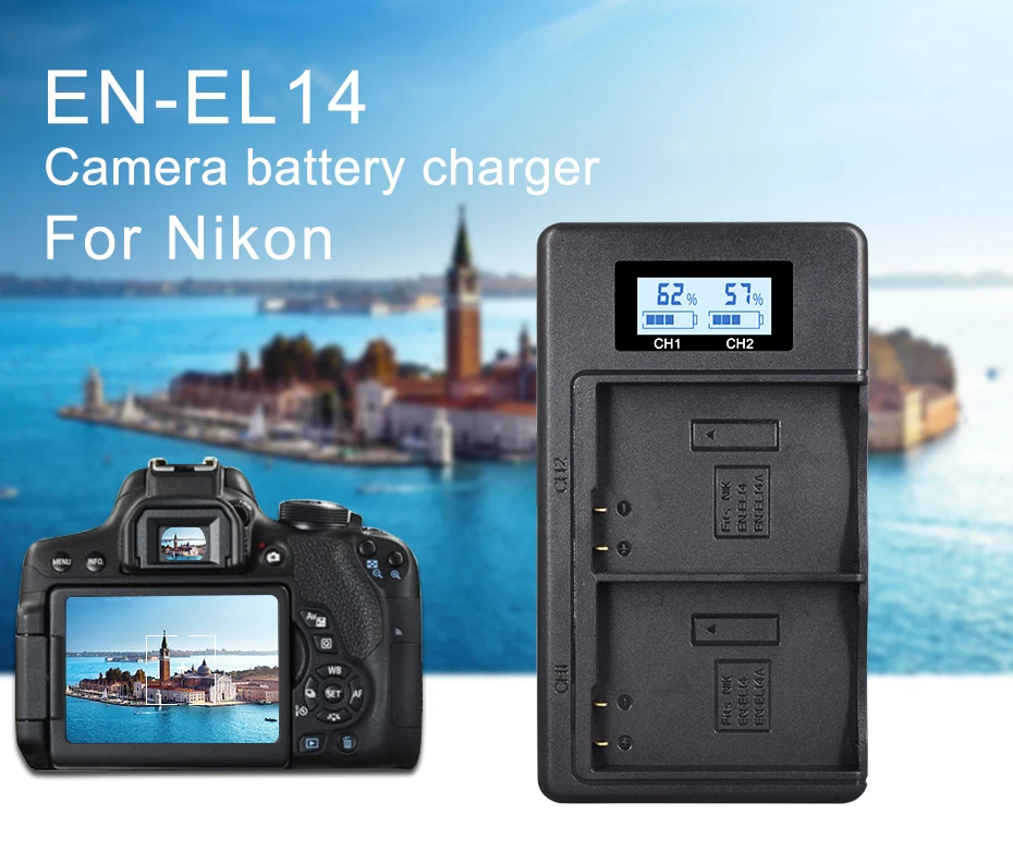 ЖК USB зарядное устройство для EN-EL14 EN-EL14a ENEL14 батарея для Nikon P7800, P7100, D3400, D5500, D5300, D5200, D3200, D3300, D5100, D3100, Df