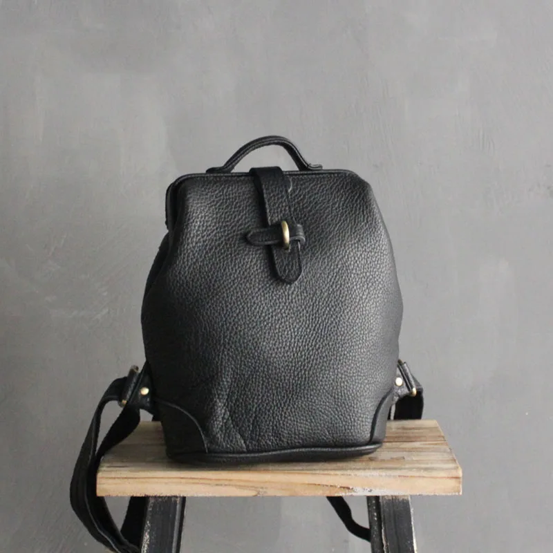 

WOONAM Genuine Natural Calf Leather Backpack Fully Handmade Medium Bag WB259