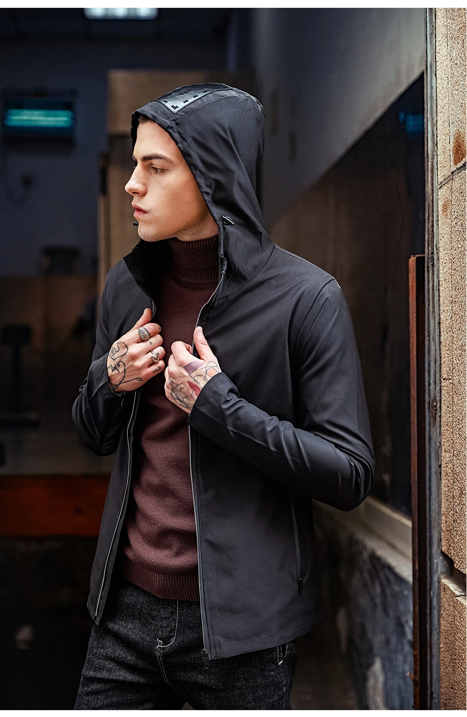 Enjeolon/брендовая модная куртка-бомбер, куртки с капюшоном для мужчин, черная однотонная мужская куртка, куртки с капюшоном, Мужская классная