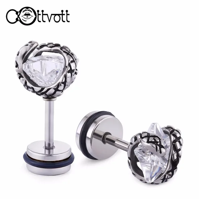 2pcs Lot Punk Style Snake Winding Clear Cubic Zircon Star Stud 2pcs Lot Punk Style Snake Winding Clear Cubic Zircon Star Stud Earrings For Men Surgical