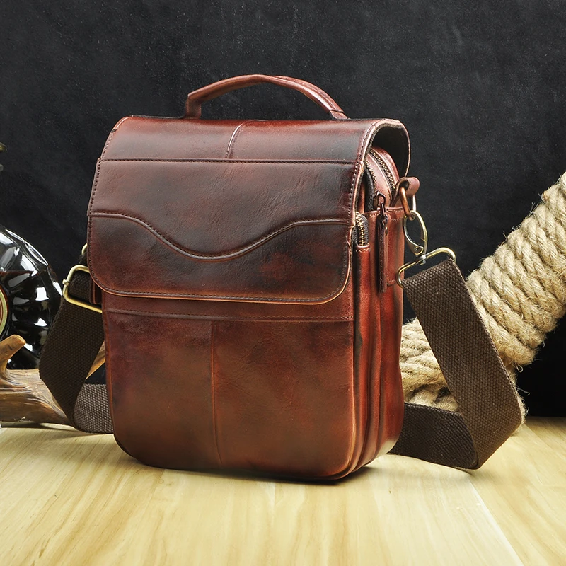 Качественная кожаная мужская повседневная дизайнерская сумка через плечо из воловьей кожи, модная сумка через плечо 8 дюймов, сумка-тоут для планшета Mochila, сумка 144-b