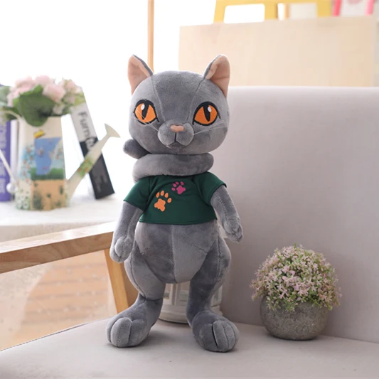 30 см/40 см мягкая имитация кошек плюшевая в форме кошки активный шарнир милая игрушка плюшевое животное игрушка для детей на день рождения рождественские подарки - Цвет: Серый