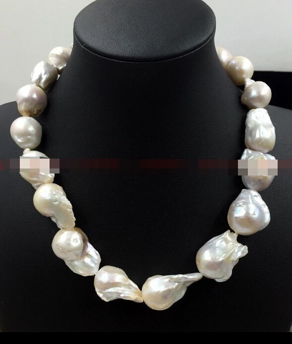 

Jewelr 006150 REAL HUGE AAA SOUTH SEA WHITE BAROQUE PEARL NECKLACE