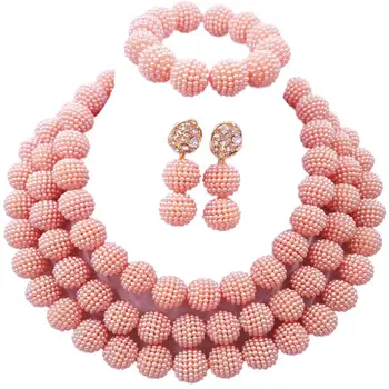 

Latest 2018 Design Peach Color African Bridal Jewellery Sets for Women Wedding 3C-ZZ-11
