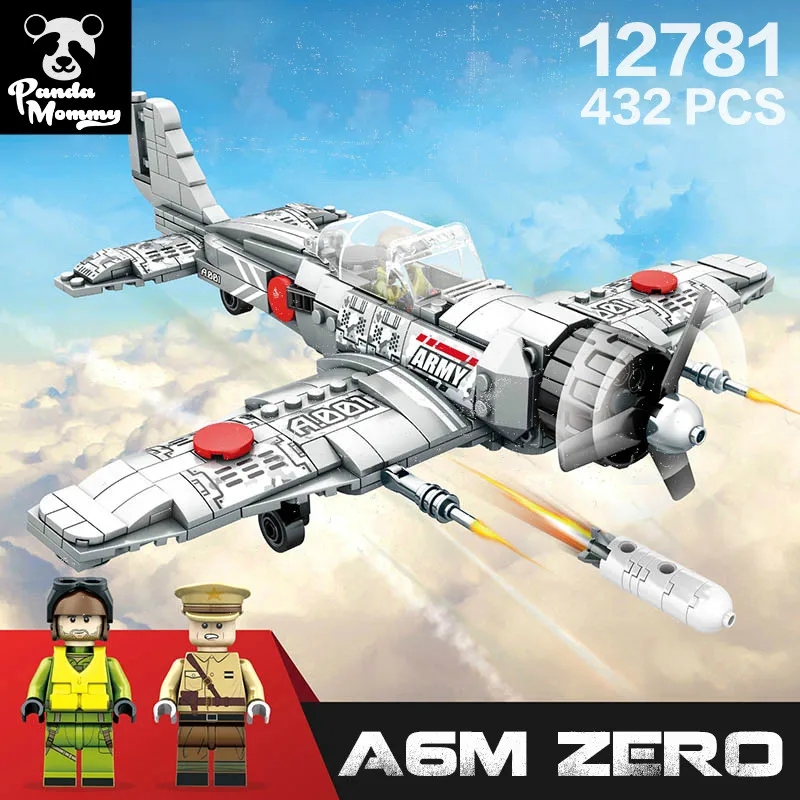 A6M Zero Fighter Building Block 432pcs Compatible Legoingly weapon Ww2 Military Vehicle Brick Toys for children