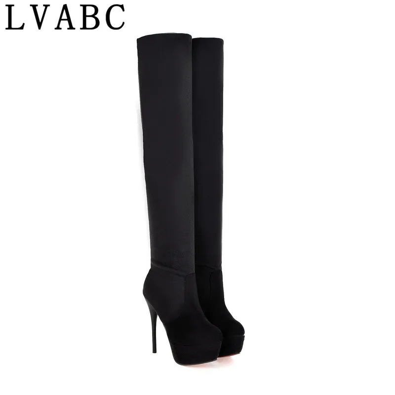 

2018 Autumn Winter Faux Suede Slim Boots Sexy over the knee high women snow boots women's fashion thigh high boots shoes woman41