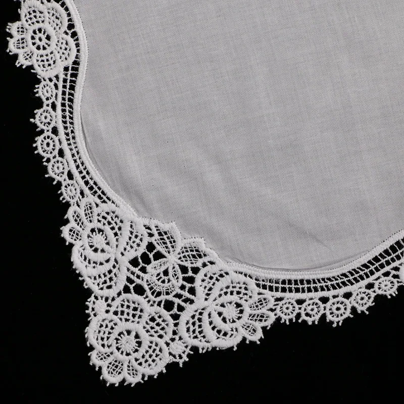  A001 : White premium cotton lace handkerchiefs 120 piece/pack blank crochet hankies for women/ladie