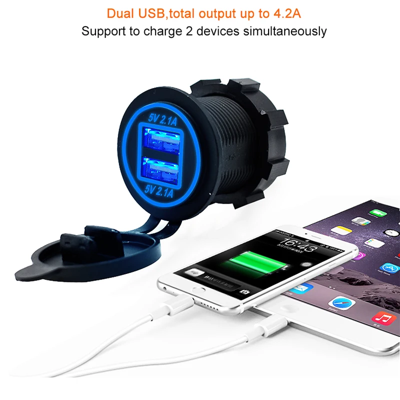 12V автомобильный разъем авто USB Зарядное устройство с двумя портами 3.1A