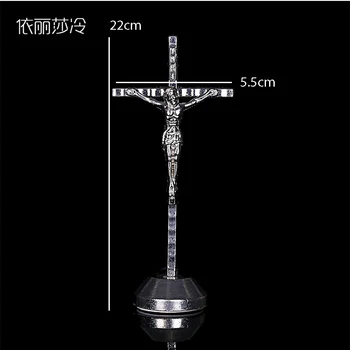 

Fashion Golden Jesus Christian Catholic Cross Holy Cross Decoration Jesus Statue of Cross with Base Figurine Image.22x5.5CM