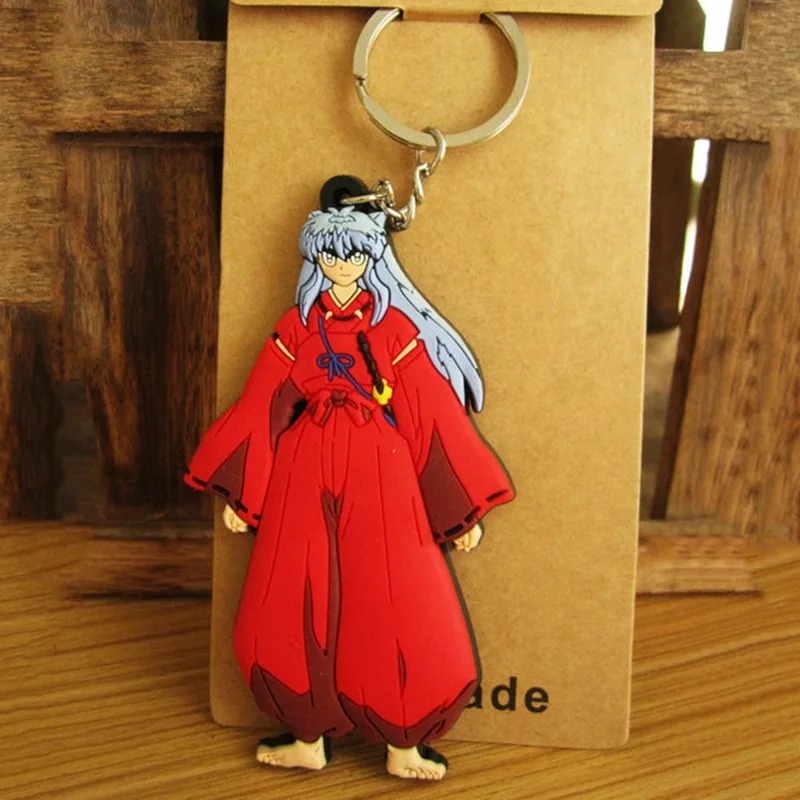 

Inuyasha Cartoon Cosplay PVC Keychain Fashion Funny Single Sided Soft Rubber Keyring Jewelry Accessory Pendant Chaveiro Llaveros