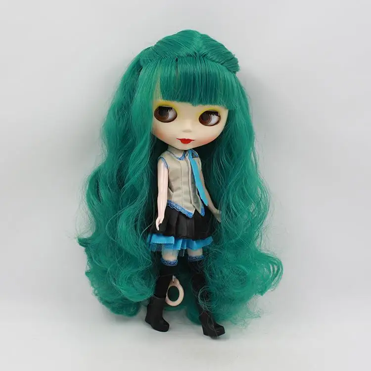 Mini Nude Blyth doll B female Limited Collection fashion dolls green long hair with bangs bjd dolls for sale nude doll blyth multi color long hair bjd 30cm blyth dolls for sale