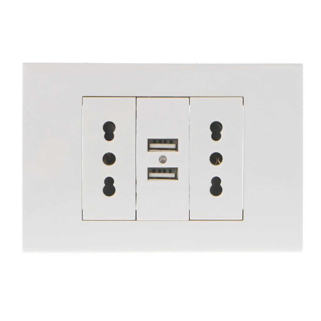 Wall Power Socket Plug, Double Italian / Chile Electrical Outlet With