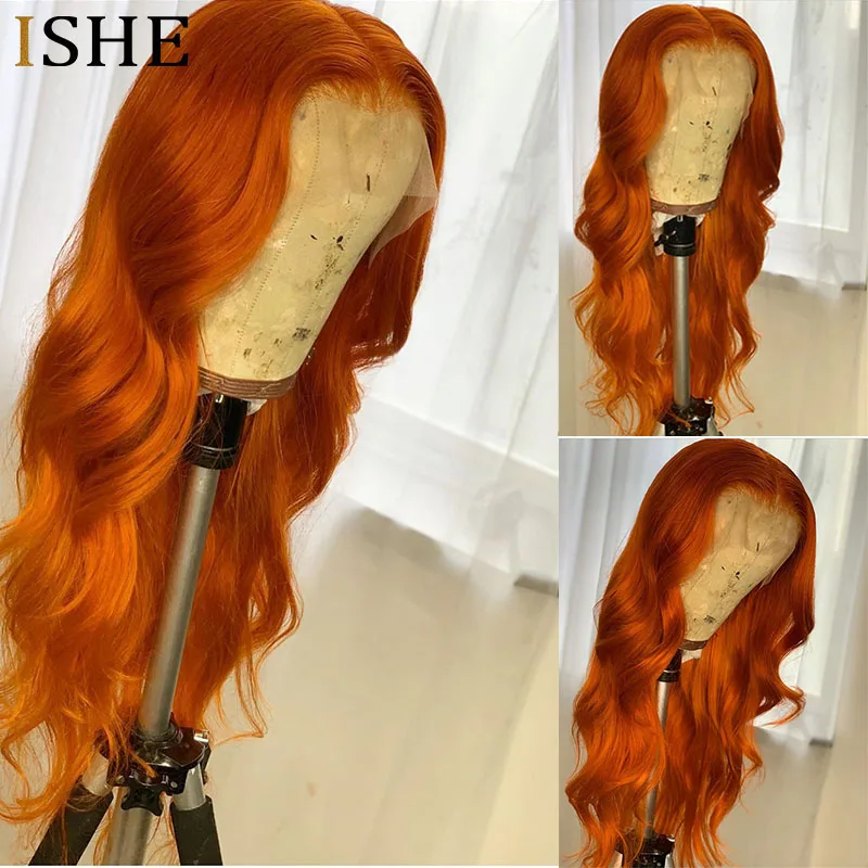 

Colored 613 orange Full Lace Human Hair Wig With Baby Hair Glueless 13x6 Transparent Swiss Lace Front Wigs Body Wave Human Hair