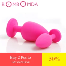 3 size silicone anal plug Random color butt plug suppository gem stimulation Anal Toys Sex Toys Products For Adults sex shop