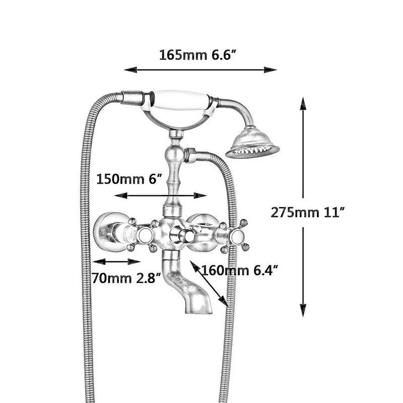 Bathtub Faucets Wall Mounted Polished Chrome Bathtub Faucet With Hand Shower Bathroom Bath Shower Faucets ZD370