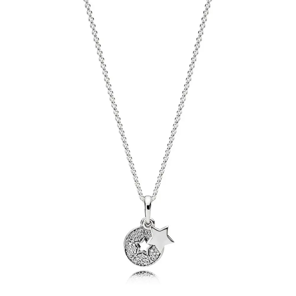 

925 Sterling Silver Necklace with Crystal Celebration Stars Necklace for Women Party Wedding Jewely