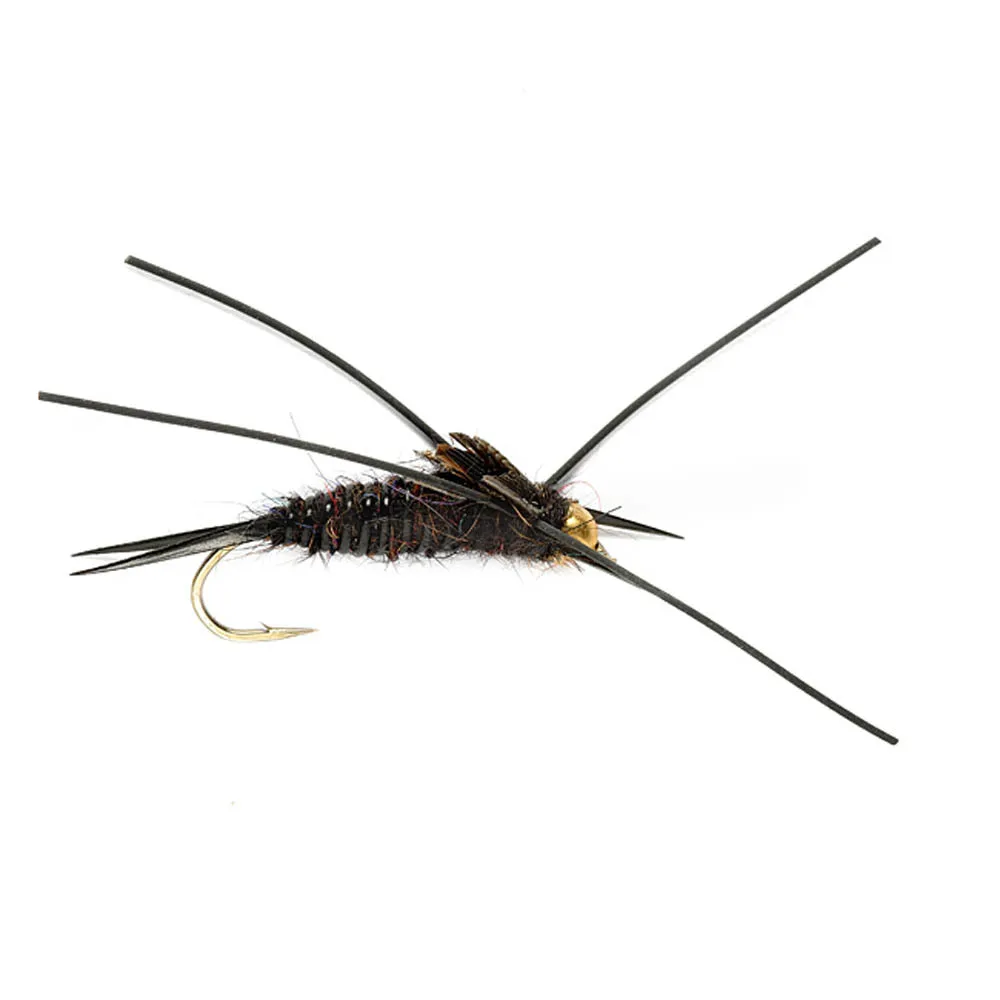 6pcs Aventik Stone fly Black Nymph Flies Dry Trout Nymph Flies Various