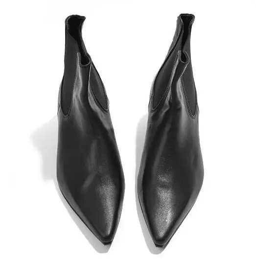 Pointed toe genuine leather Men Fashion Boots Elevator shoes Spring/Autumn British style Male Ankle boots High heels 1/4