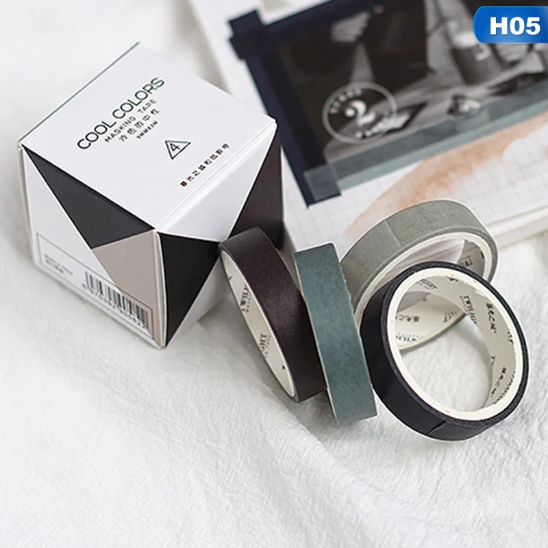 4 шт./кор. 0,9 см* 3 м простой сплошной цвет Васи лента градиент DIY украшения Скрапбукинг планировщик маскировки клейкая этикетка наклейка