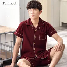 Мужская одежда для сна летние хлопковые шорты с коротким рукавом тонкие хлопковые свободные пижамные комплекты мужские пижамы