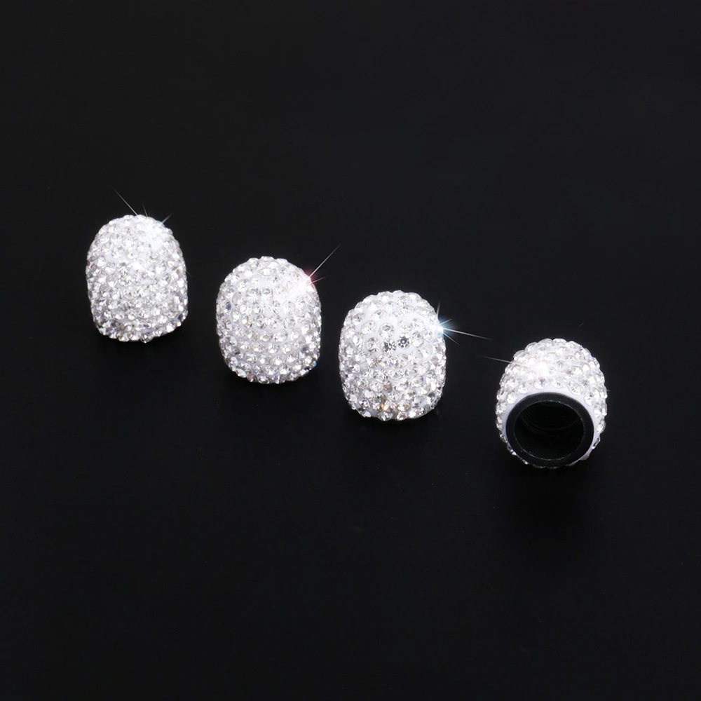 

4 Pieces Rhinestone Diamond Car Tire Valve Caps Luxury Shining Anti-Dust Caps Car Accessories Car Styling