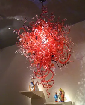 Price Unique Twist Special Design Red Color 100% Hand Blown Glass Crystal Chandelier Light