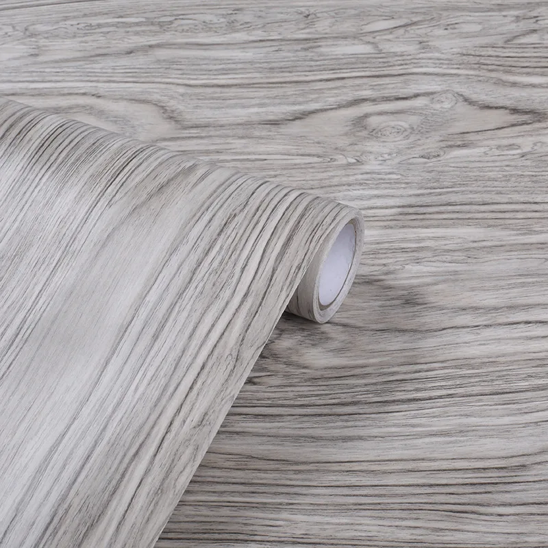 Grey walnut Утолщенные 3D деревянные зерна обои самоклеющиеся ПВХ наклейки водонепроницаемый шкаф старая мебель обновления наклейки пленка, Боинг - Цвет: Grey walnut