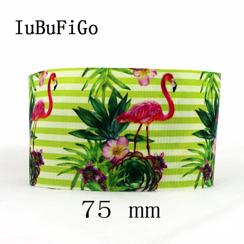 IuBuFiGo 10 ярдов 7/8 дюйма 3 фламинго печатная Grosgrain лента c животными для подарочной