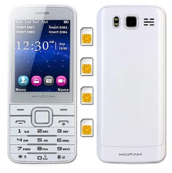 

Quad 4 SIM Four Standby slim Mobile Phone Flashlight Magic Voice SOS Speed Dial Phone book 1000 MAFAM M11 V9500 cell phones
