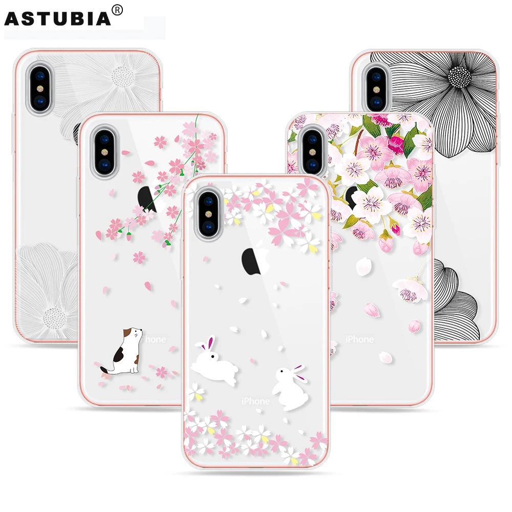 Crystal Flower Case For iphone X Case Cute Cat Transparant Soft