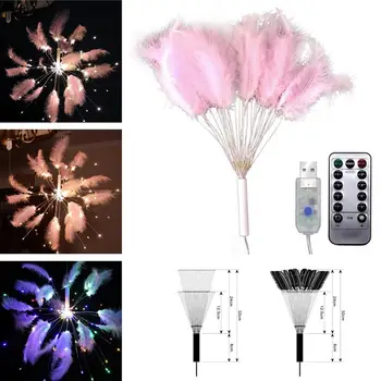 

8Modes DIY Feather Fireworks LED String Light with Remote Comtrol USB 5V String Lamp Outdoor Courtyard Decoration