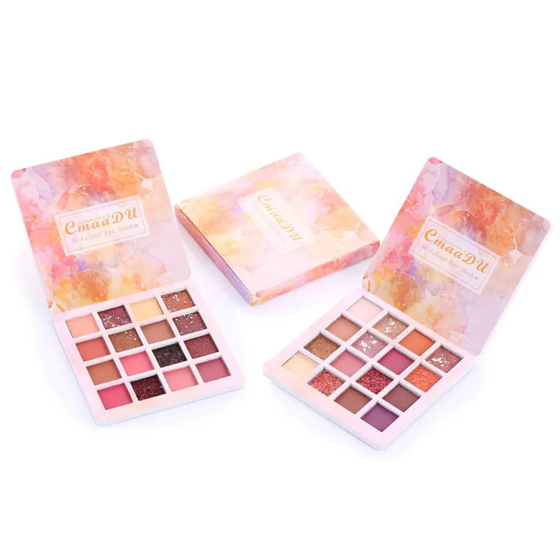 

Cmaadu Eyeshadow Palette Makeup Cosmetics Diamond Glitter Metallic 16 Colors Nude Creamy Pigmented Professional Mini Shadow Kit