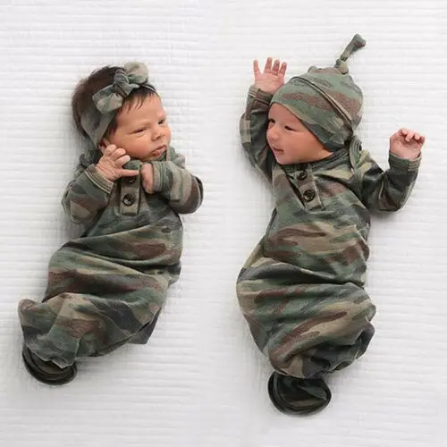 

Lovely Newborn Infant Baby Camo Swaddle Wrap Swaddling Sleeping Bags Blanket Set Soft Comfortable Hot Sale