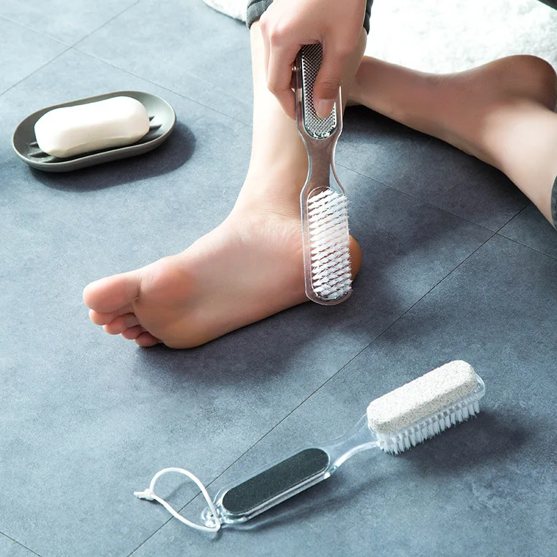 

4 In 1 Multifunction Pedicure Tool Pumice Stone Exfoliating Foot Cleaner Stainless Steel Cleaning Brush Foot Massage DropShip-15