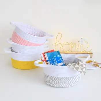

New large Desk Storage Box Cotton thread weaving Thicken Storage Basket Cosmetic Case Kids Toys Organizer Bucket AU1123
